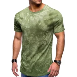 Hot OUKU Men's T Shirt Short Sleeve Crew Neck Summer Tie Dye Fashion Classic Comfortable Street Casual Sports Black Blue Dusty Blue Top Tee for Men