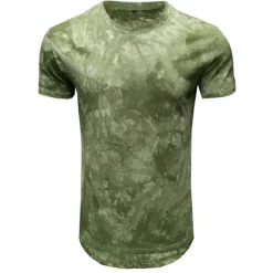 Hot OUKU Men's T Shirt Short Sleeve Crew Neck Summer Tie Dye Fashion Classic Comfortable Street Casual Sports Black Blue Dusty Blue Top Tee for Men
