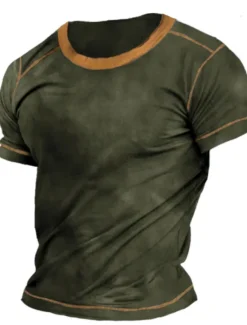 OUKU Men's T Shirt Short Sleeves Crew Neck Summer Plain / Solid Designer Basic Modern Contemporary Vacation Street Going out Black Brown Grey Top Tee for Men