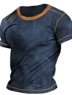 OUKU Men's T Shirt Short Sleeves Crew Neck Summer Plain / Solid Designer Basic Modern Contemporary Vacation Street Going out Black Brown Grey Top Tee for Men