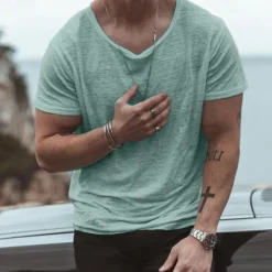Discount OUKU Men's T Shirt Short Sleeve Crew Neck Summer Plain Fashion Classic Comfortable Crewneck Street Casual Sports Black White Blue Top Tee for Men