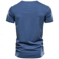 New OUKU Men's T Shirt Short Sleeve V Neck Summer All Seasons Solid Color Daily Casual Daily Casual Pocket V Neck Vacation Causal Casual Light Blue Black White Top Tee for Men