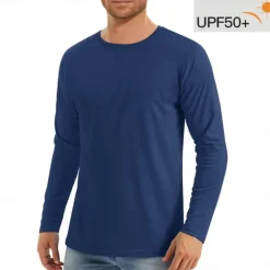 New OUKU Men's T Shirt Sun Protection T-shirts Long Sleeve Crew Neck Summer Spring & Fall Solid Color Active Crewneck Outdoor Casual Athleisure Dark Grey Navy Black Top Tee for Men