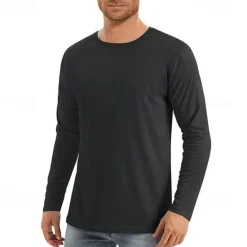 New OUKU Men's T Shirt Sun Protection T-shirts Long Sleeve Crew Neck Summer Spring & Fall Solid Color Active Crewneck Outdoor Casual Athleisure Dark Grey Navy Black Top Tee for Men