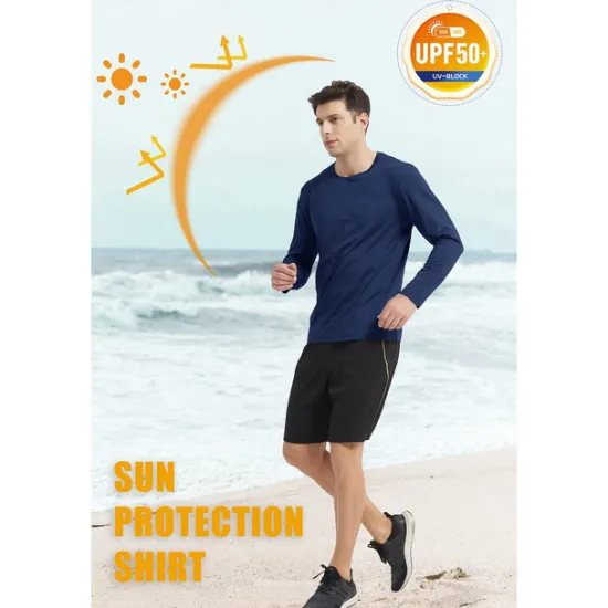 New OUKU Men's T Shirt Sun Protection T-shirts Long Sleeve Crew Neck Summer Spring & Fall Solid Color Active Crewneck Outdoor Casual Athleisure Dark Grey Navy Black Top Tee for Men