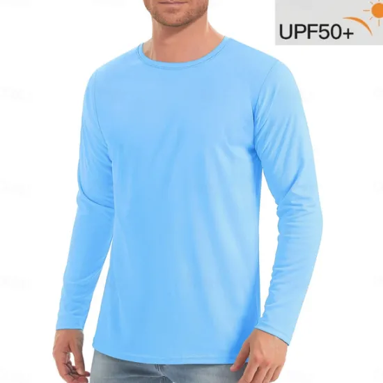 New OUKU Men's T Shirt Sun Protection T-shirts Long Sleeve Crew Neck Summer Spring & Fall Solid Color Active Crewneck Outdoor Casual Athleisure Dark Grey Navy Black Top Tee for Men