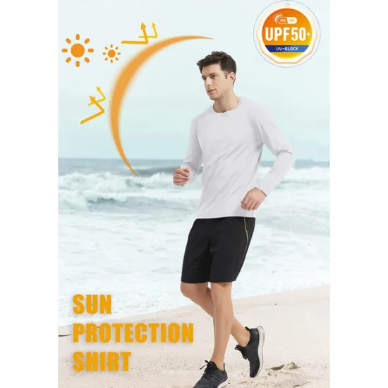 New OUKU Men's T Shirt Sun Protection T-shirts Long Sleeve Crew Neck Summer Spring & Fall Solid Color Active Crewneck Outdoor Casual Athleisure Dark Grey Navy Black Top Tee for Men