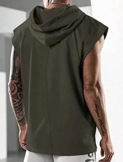 Best OUKU Men's T Shirt Tank Top Hoodie Short Sleeve Hooded Summer Plain Fashion Classic Casual Outdoor Street Casual Black White Army Green Top Tee for Men