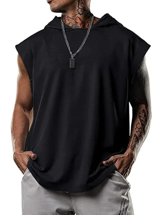 Best OUKU Men's T Shirt Tank Top Hoodie Short Sleeve Hooded Summer Plain Fashion Classic Casual Outdoor Street Casual Black White Army Green Top Tee for Men