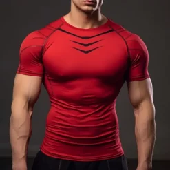 Online OUKU Men's T shirt Tee Gym Shirt Sports T-Shirt Crew Neck Short Sleeve Sports & Outdoor Vacation Casual Daily Gym Quick dry Breathable Plain Black Red Activewear Fashion Basic