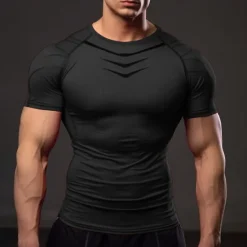 Online OUKU Men's T shirt Tee Gym Shirt Sports T-Shirt Crew Neck Short Sleeve Sports & Outdoor Vacation Casual Daily Gym Quick dry Breathable Plain Black Red Activewear Fashion Basic
