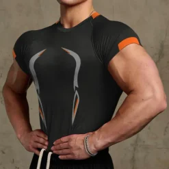 New OUKU Men's T shirt Tee Gym Shirt Men Tops Crew Neck Short Sleeve Sport Casual Daily Gym Quick dry Breathable Soft Color Block Black White Activewear Fashion Basic