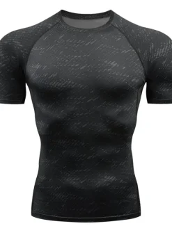 Sale OUKU Men's T shirt Tee Gym Shirt Compression Shirt Fitness Shirt Men Tops Crew Neck Short Sleeve Sports & Outdoor Vacation Going out Casual Daily Quick dry Sweat wicking Breathable High Elasticity Plain 1