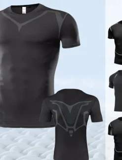 Sale OUKU Men's T shirt Tee Gym Shirt Compression Shirt Fitness Shirt Men Tops Crew Neck Short Sleeve Sports & Outdoor Vacation Going out Casual Daily Quick dry Sweat wicking Breathable High Elasticity Plain 1