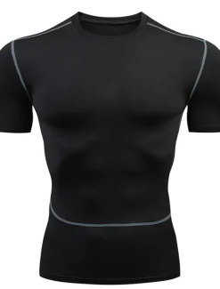 Sale OUKU Men's T shirt Tee Gym Shirt Compression Shirt Fitness Shirt Men Tops Crew Neck Short Sleeve Sports & Outdoor Vacation Going out Casual Daily Quick dry Sweat wicking Breathable High Elasticity Plain 1