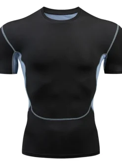 Sale OUKU Men's T shirt Tee Gym Shirt Compression Shirt Fitness Shirt Men Tops Crew Neck Short Sleeve Sports & Outdoor Vacation Going out Casual Daily Quick dry Sweat wicking Breathable High Elasticity Plain 1