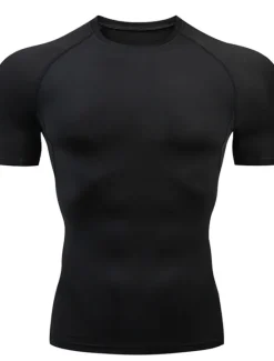 Sale OUKU Men's T shirt Tee Gym Shirt Compression Shirt Fitness Shirt Men Tops Crew Neck Short Sleeve Sports & Outdoor Vacation Going out Casual Daily Quick dry Sweat wicking Breathable High Elasticity Plain 1