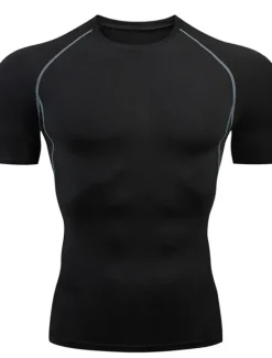 Sale OUKU Men's T shirt Tee Gym Shirt Compression Shirt Fitness Shirt Men Tops Crew Neck Short Sleeve Sports & Outdoor Vacation Going out Casual Daily Quick dry Sweat wicking Breathable High Elasticity Plain 1