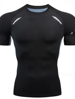 Sale OUKU Men's T shirt Tee Gym Shirt Compression Shirt Fitness Shirt Men Tops Crew Neck Short Sleeve Sports & Outdoor Vacation Going out Casual Daily Quick dry Sweat wicking Breathable High Elasticity Plain 1