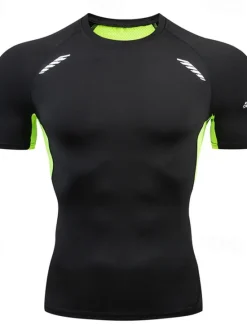 Sale OUKU Men's T shirt Tee Gym Shirt Compression Shirt Fitness Shirt Men Tops Crew Neck Short Sleeve Sports & Outdoor Vacation Going out Casual Daily Quick dry Sweat wicking Breathable High Elasticity Plain 1