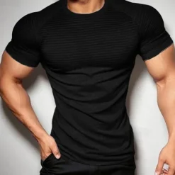 Online OUKU Men's T shirt Tee Gym Shirt Men Tops V Neck Short Sleeve Sport Casual Daily Gym Quick dry Soft Plain Black Navy Blue Activewear Fashion Basic