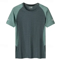 Clearance OUKU Men's T shirt Tee Gym Shirt Sports T-Shirt Crew Neck Short Sleeve Sports & Outdoor Vacation Casual Daily Gym Quick dry Breathable Patchwork Color Block Black Green Activewear Fashion Basic