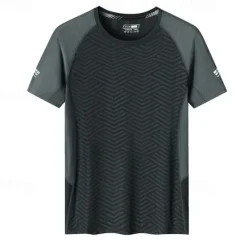 Clearance OUKU Men's T shirt Tee Gym Shirt Sports T-Shirt Crew Neck Short Sleeve Sports & Outdoor Vacation Casual Daily Gym Quick dry Breathable Patchwork Color Block Black Green Activewear Fashion Basic