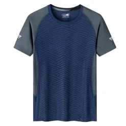 Clearance OUKU Men's T shirt Tee Gym Shirt Sports T-Shirt Crew Neck Short Sleeve Sports & Outdoor Vacation Casual Daily Gym Quick dry Breathable Patchwork Color Block Black Green Activewear Fashion Basic