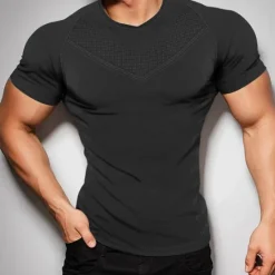 Outlet OUKU Men's T shirt Tee Gym Shirt Fitness Tops Crew Neck Short Sleeve Sport Casual Daily Gym Quick dry Breathable Soft Color Block Black Yellow Activewear Fashion Basic