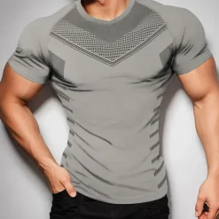 Outlet OUKU Men's T shirt Tee Gym Shirt Fitness Tops Crew Neck Short Sleeve Sport Casual Daily Gym Quick dry Breathable Soft Color Block Black Yellow Activewear Fashion Basic