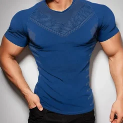 Outlet OUKU Men's T shirt Tee Gym Shirt Fitness Tops Crew Neck Short Sleeve Sport Casual Daily Gym Quick dry Breathable Soft Color Block Black Yellow Activewear Fashion Basic