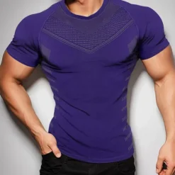 Outlet OUKU Men's T shirt Tee Gym Shirt Fitness Tops Crew Neck Short Sleeve Sport Casual Daily Gym Quick dry Breathable Soft Color Block Black Yellow Activewear Fashion Basic
