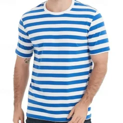 Outlet OUKU Men's T Shirt Tee Short Sleeve Shirt Tee Top Short Sleeve Crew Neck Spring & Summer Striped Fashion Designer Basic Vacation Street Going out Black Yellow Red Top Tee for Men