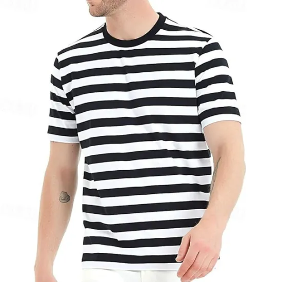 Outlet OUKU Men's T Shirt Tee Short Sleeve Shirt Tee Top Short Sleeve Crew Neck Spring & Summer Striped Fashion Designer Basic Vacation Street Going out Black Yellow Red Top Tee for Men