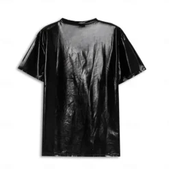 Best OUKU Men's T Shirt Tee Short Sleeve V Neck Summer Plain Exaggerated Designer Wedding Party Cocktail Attire Silver Black Gold Top Tee for Men