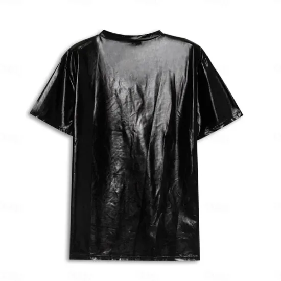 Best OUKU Men's T Shirt Tee Short Sleeve V Neck Summer Plain Exaggerated Designer Wedding Party Cocktail Attire Silver Black Gold Top Tee for Men