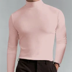 Discount OUKU Men's T Shirt Tee Tee Top Long Sleeve Shirt Long Sleeve Turtleneck Spring Fall Plain Fashion Designer Basic Classic Vacation Street Going out Apricot Black White Top Tee for Men