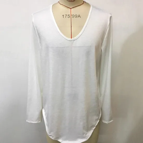 Best OUKU Men's T Shirt Tee Tee Top Long Sleeve Shirt Long Sleeve V Neck Summer Spring Plain Fashion Designer Basic Basic Vacation Street Going out Top Tee for Men White