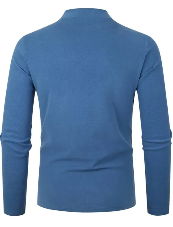 OUKU Men's T Shirt Tee Top Long Sleeve Shirt Long Sleeve Turtleneck Summer Plain Fashion Designer Basic Vacation Street Going out Black Navy Blue Blue Top Tee for Men