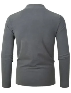 OUKU Men's T Shirt Tee Top Long Sleeve Shirt Long Sleeve Turtleneck Summer Plain Fashion Designer Basic Vacation Street Going out Black Navy Blue Blue Top Tee for Men