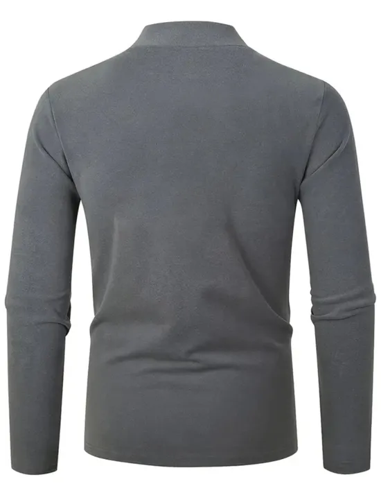 OUKU Men's T Shirt Tee Top Long Sleeve Shirt Long Sleeve Turtleneck Summer Plain Fashion Designer Basic Vacation Street Going out Black Navy Blue Blue Top Tee for Men