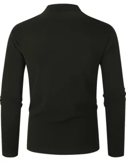 OUKU Men's T Shirt Tee Top Long Sleeve Shirt Long Sleeve Turtleneck Summer Plain Fashion Designer Basic Vacation Street Going out Black Navy Blue Blue Top Tee for Men
