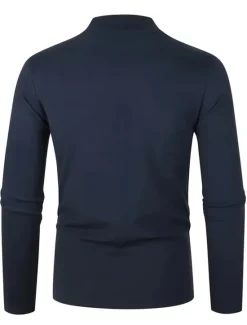 OUKU Men's T Shirt Tee Top Long Sleeve Shirt Long Sleeve Turtleneck Summer Plain Fashion Designer Basic Vacation Street Going out Black Navy Blue Blue Top Tee for Men