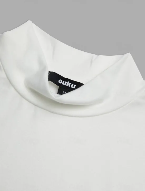 Discount OUKU Men's T Shirt Tee Top Mock Turtleneck Short Sleeves Turtleneck Summer Plain Designer Basic Modern Contemporary Vacation Street Going out Wine Black White Top Tee for Men