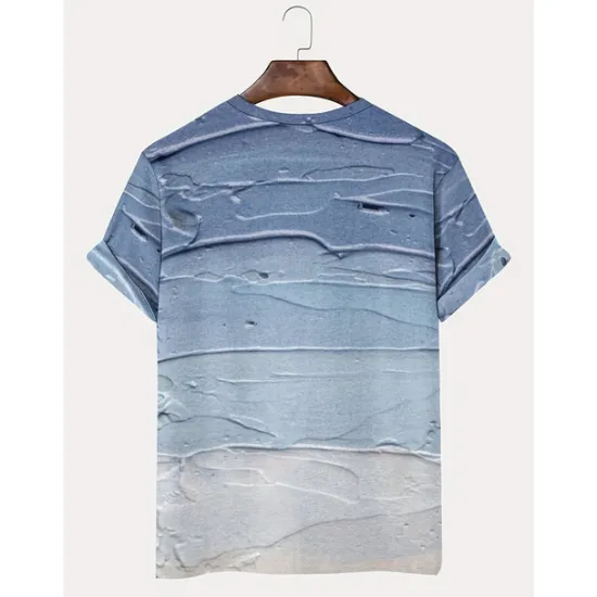 OUKU Men's T Shirt Tee Top Short Sleeves Crew Neck Summer Gradient Fashion Designer Basic Vacation Street Going out Top Tee for Men Blue