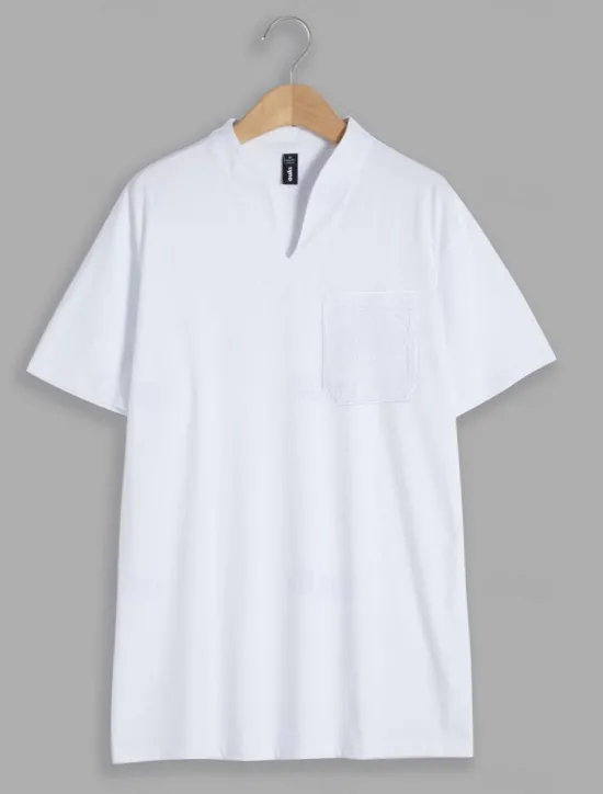 Best OUKU Men's T Shirt Tee Top Short Sleeve V Neck Summer Plain Fashion Designer Basic Buttons Front Pocket Vacation Going out Casual Daily Black White Yellow Top Tee for Men