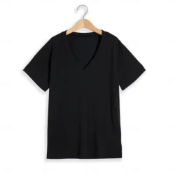 Outlet OUKU Men's T Shirt Tee Top Short Sleeves V Neck Summer Plain Designer Basic Modern Contemporary Classic Style Vacation Street Going out Black White Red Top Tee for Men