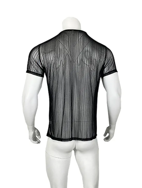 Clearance OUKU Men's T Shirt Tee Top Short Sleeves Crew Neck Summer Plain Fashion Designer Basic See Through Vacation Street Stage Black Blue Top Tee for Men