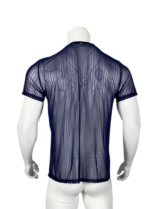 Clearance OUKU Men's T Shirt Tee Top Short Sleeves Crew Neck Summer Plain Fashion Designer Basic See Through Vacation Street Stage Black Blue Top Tee for Men