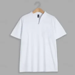 Best OUKU Men's T Shirt Tee Top Short Sleeve V Neck Summer Plain Fashion Designer Basic V Neck Front Pocket Vacation Going out Casual Daily Black White Blue Top Tee for Men